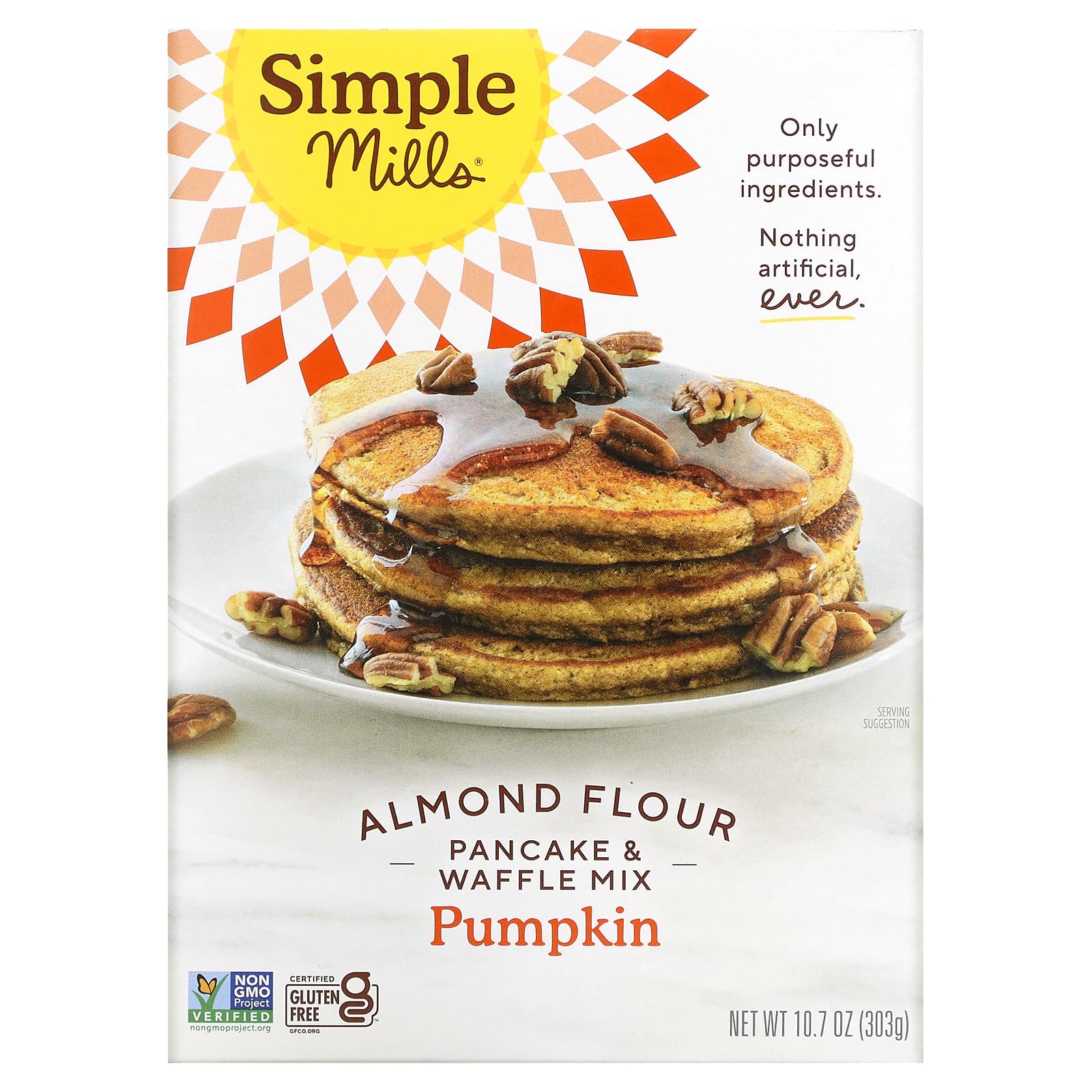 Мука Simple Mills Almond Pancake & Waffle Mix, оттенок Pumpkin, 303 г