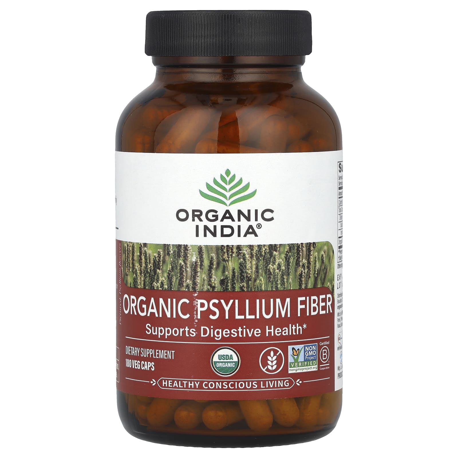 Клетчатка Organic India Organic Psyllium, 0.52 г, растительные капсулы