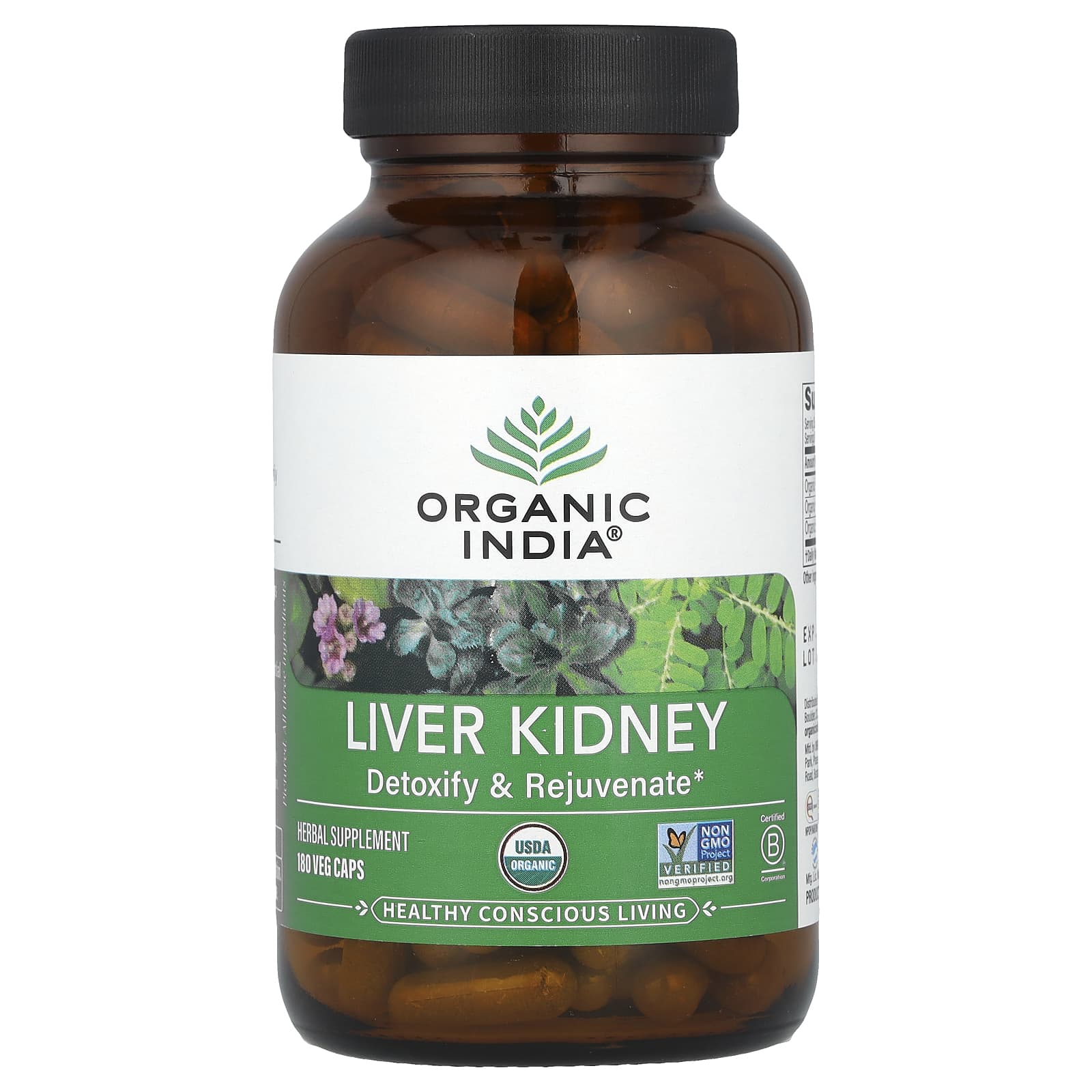 Печень и почки Organic India, 180 вегетарианских капсул