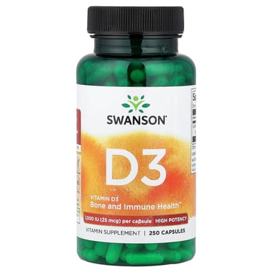 Витамин D3 Swanson High Potency, 25 мкг (1000 МЕ), 250 капсул
