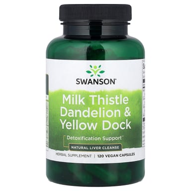 Расторопша Swanson Dandelion & Yellow Dock, 120 растительных капсул