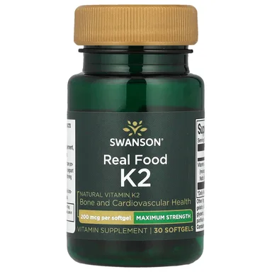 Фото товара: Витамин K2 Real Food Swanson Maximum Strength, 200 мкг, 30 мягких капсул