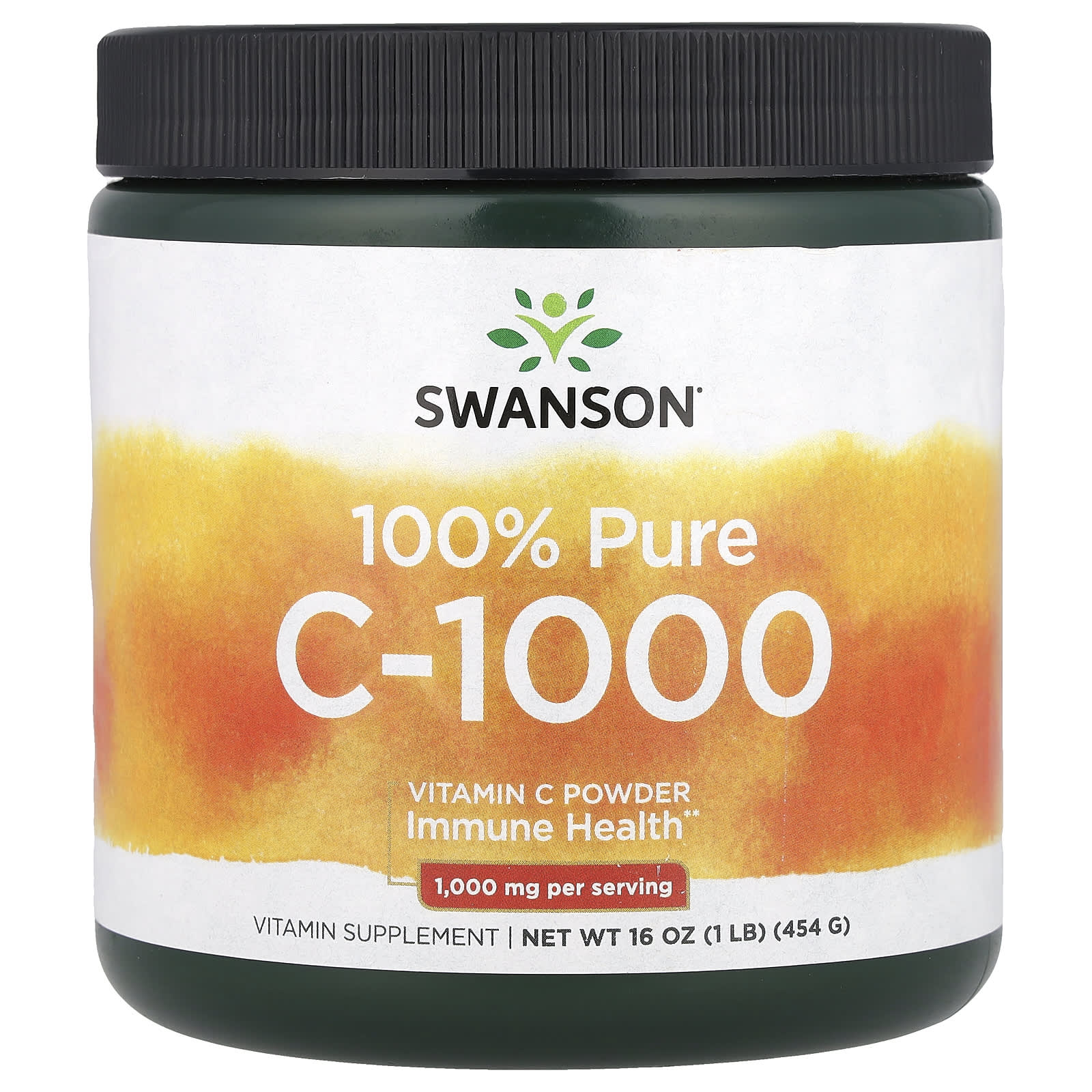 Витамин C Swanson 100% Pure C-1000 Powder, 454 г, порошок