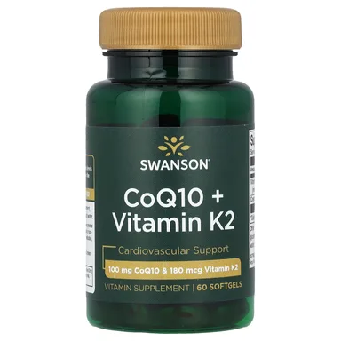 Фото товара: Коэнзим Q10 Swanson Vitamin K2, 60 мягких капсул