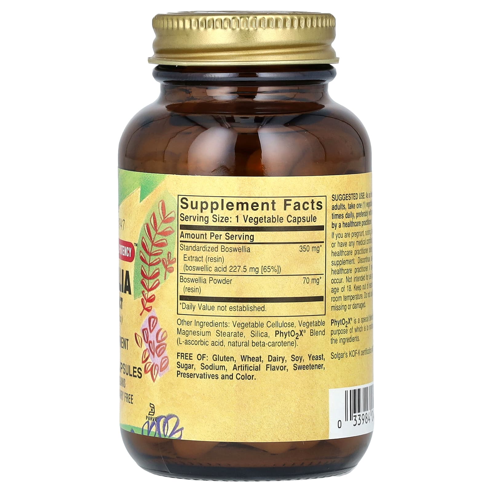 Босвеллия Solgar Resin Extract, 60 растительных капсул — фото 2