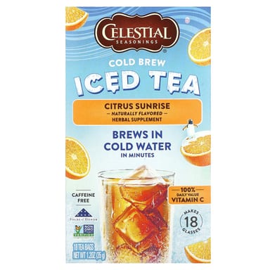 Чайные пакетики Celestial Seasonings Cold Brew Iced Tea Citrus Sunrise 18, без кофеина, 35 г