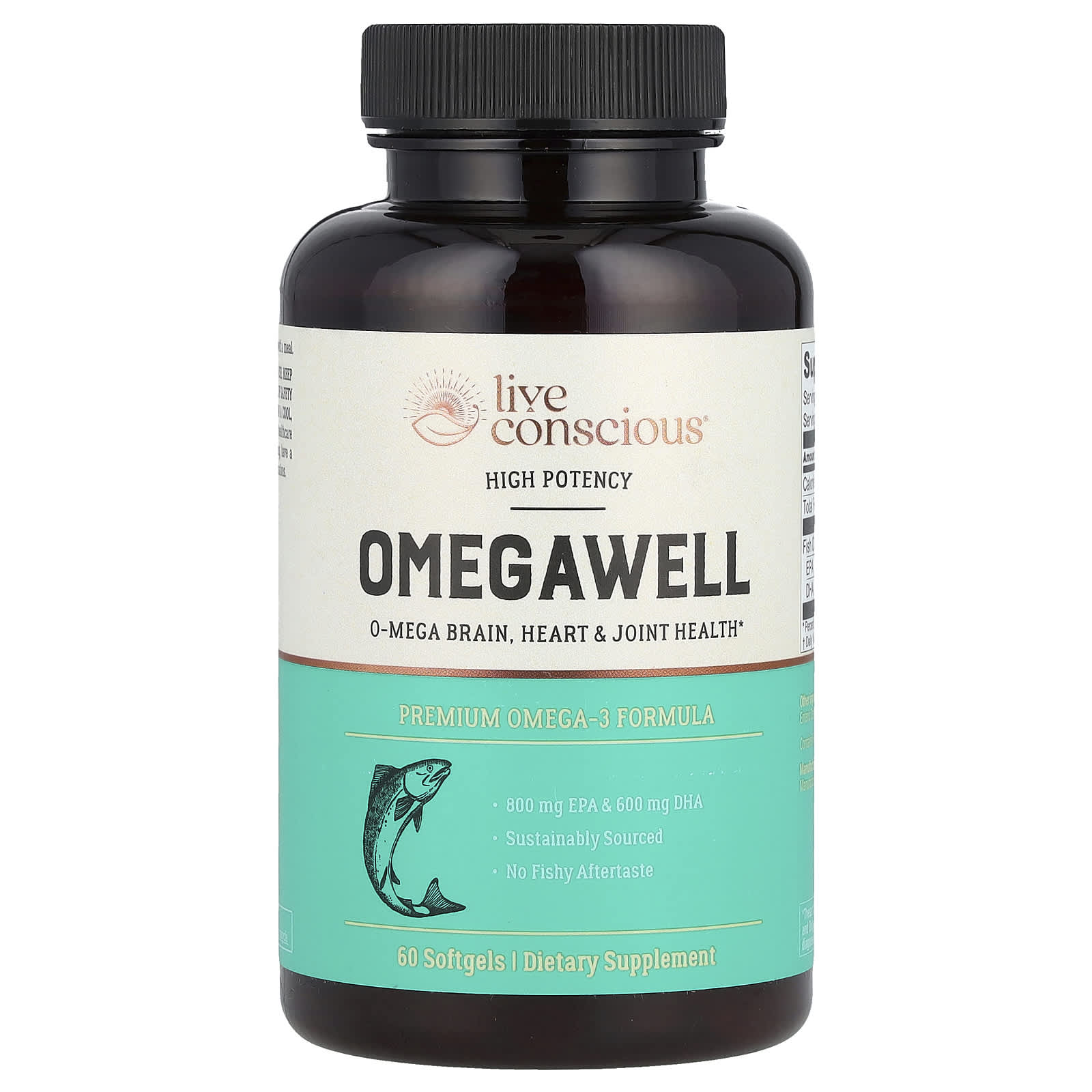Комплекс Live Conscious OmegaWell Premium Omega-3 High Potency, 1000 мг, 60 мягких капсул