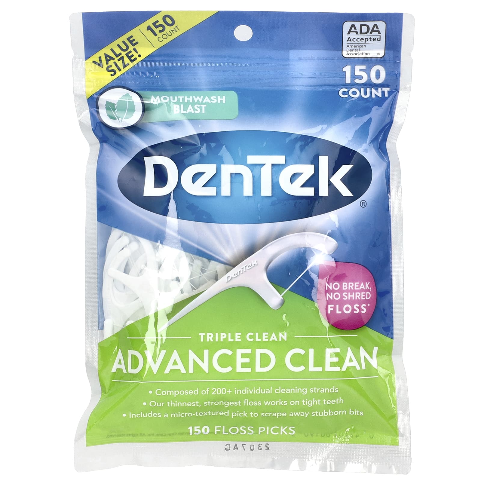Ополаскиватель для полости рта DenTek Advanced Clean Floss Picks Blast 150 Floss Picks