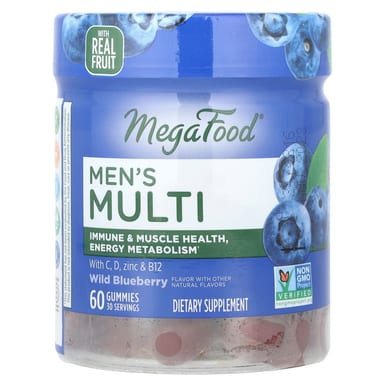 Мужские мультивитамины MegaFood, вкус Wild Blueberry, 60 жевательных пастилок