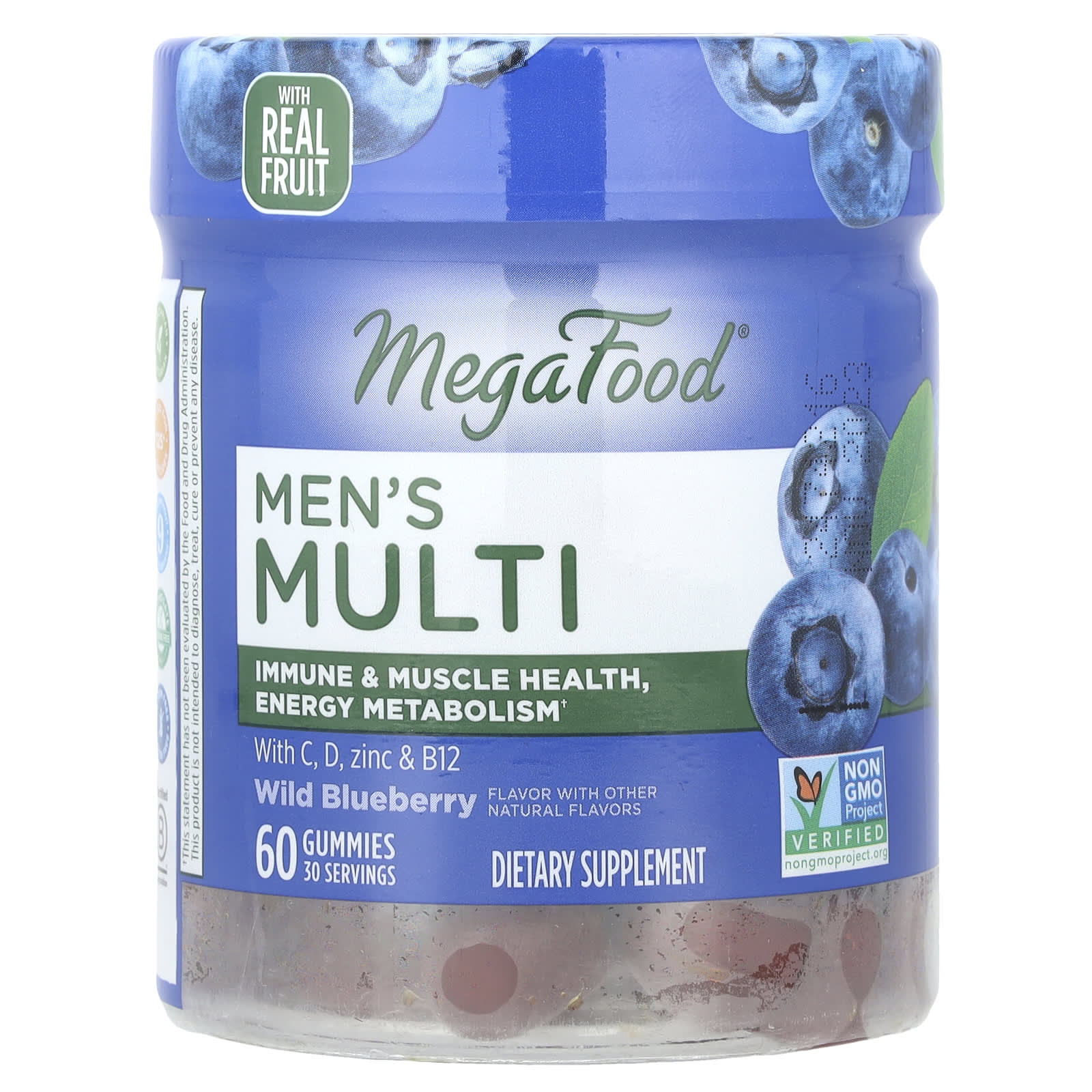 Мужские мультивитамины MegaFood, вкус Wild Blueberry, 60 жевательных пастилок
