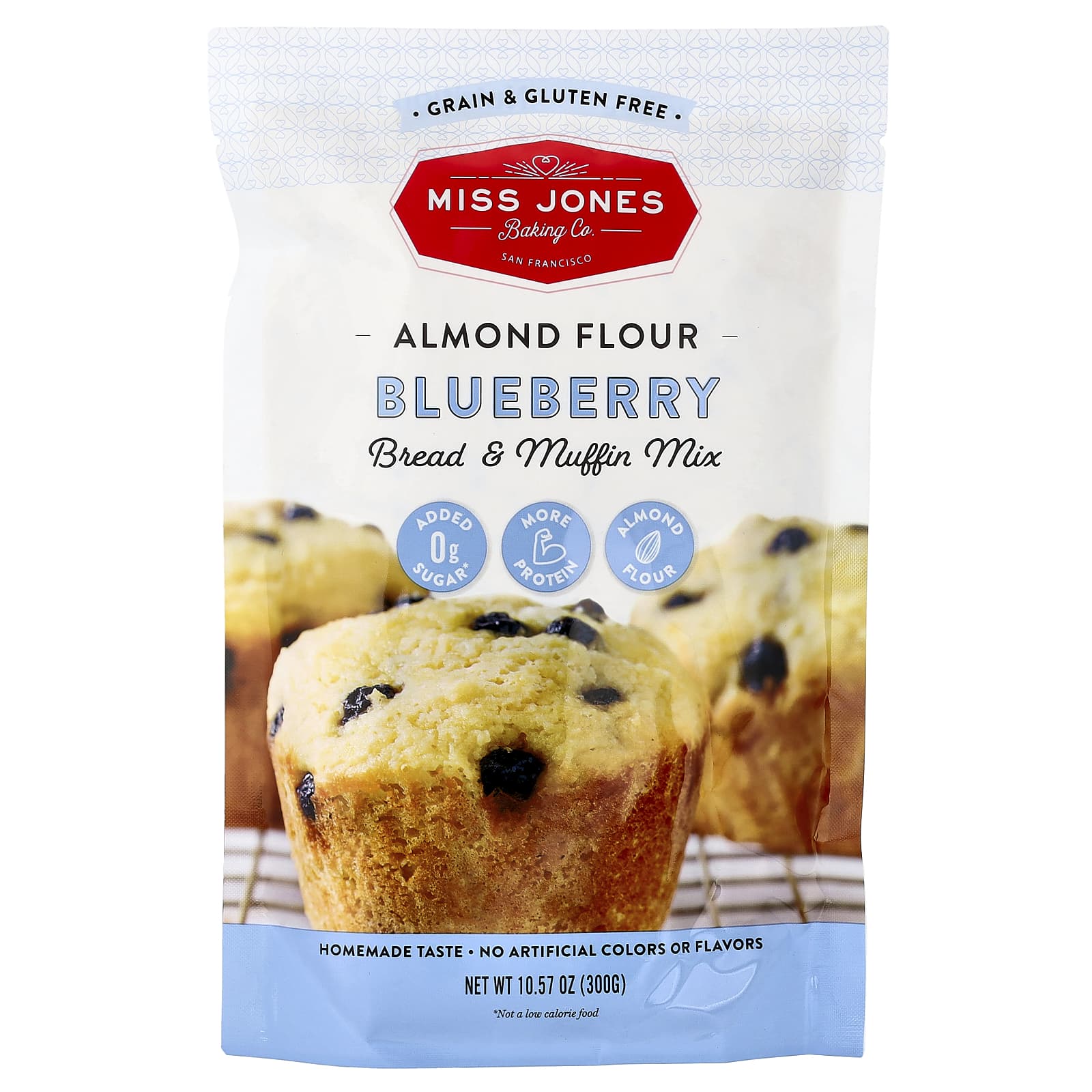 Мука Miss Jones Baking Co Almond Bread & Muffin Mix, вкус Blueberry, 300 г
