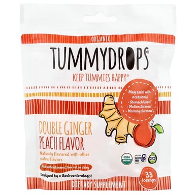 Имбирь Tummydrops Organic Double Peach Drops, 33 пастилок