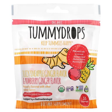 Имбирь Tummydrops, вкус Organic Juicy Pineapple Ginger & Yumberry Ginger, 33 пастилок