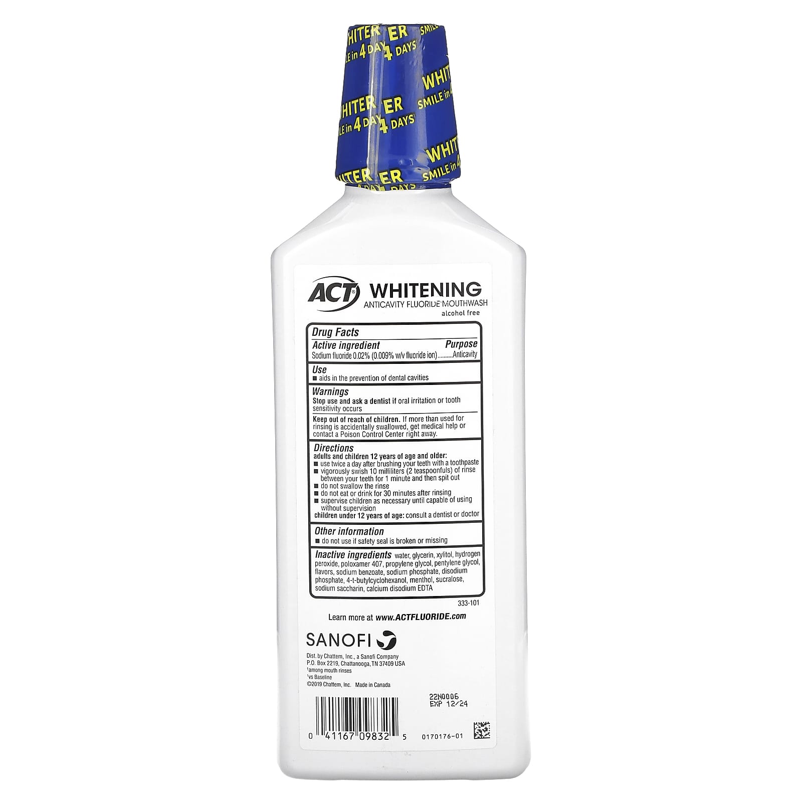 Ополаскиватель для полости рта ACT Whitening Anticavity Fluoride Gentle Mint, 500 мл — фото 2