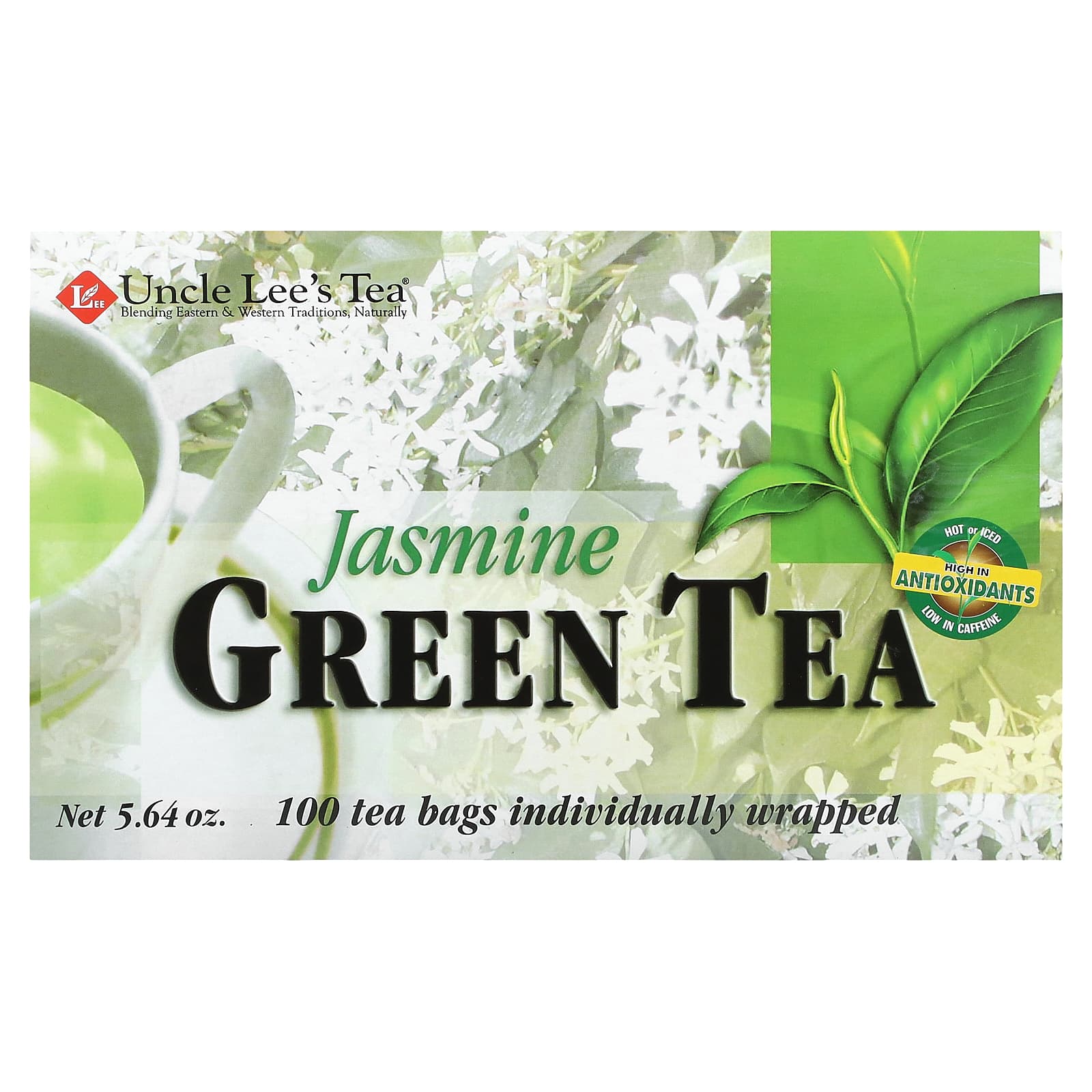 Зеленый чай Uncle Lee's Tea Jasmine 100 Tea Bags, 5.64 унций, чайные пакетики — фото 3