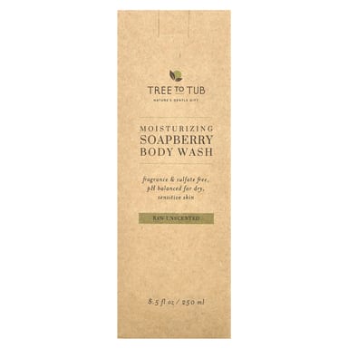 Гель для душа Tree To Tub Raw, без отдушки, аромат «Moisturizing Soapberry Body Wash», 250 мл