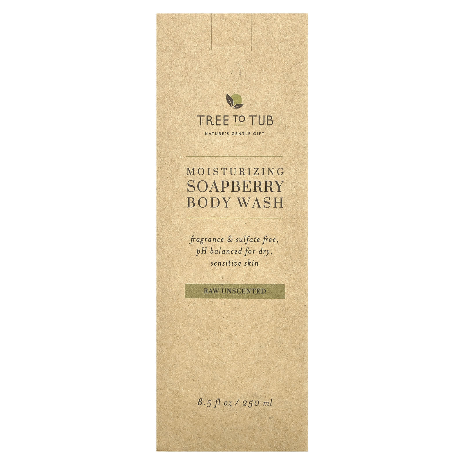 Гель для душа Tree To Tub Raw, без отдушки, вкус Moisturizing Soapberry Body Wash, 250 мл — фото 2