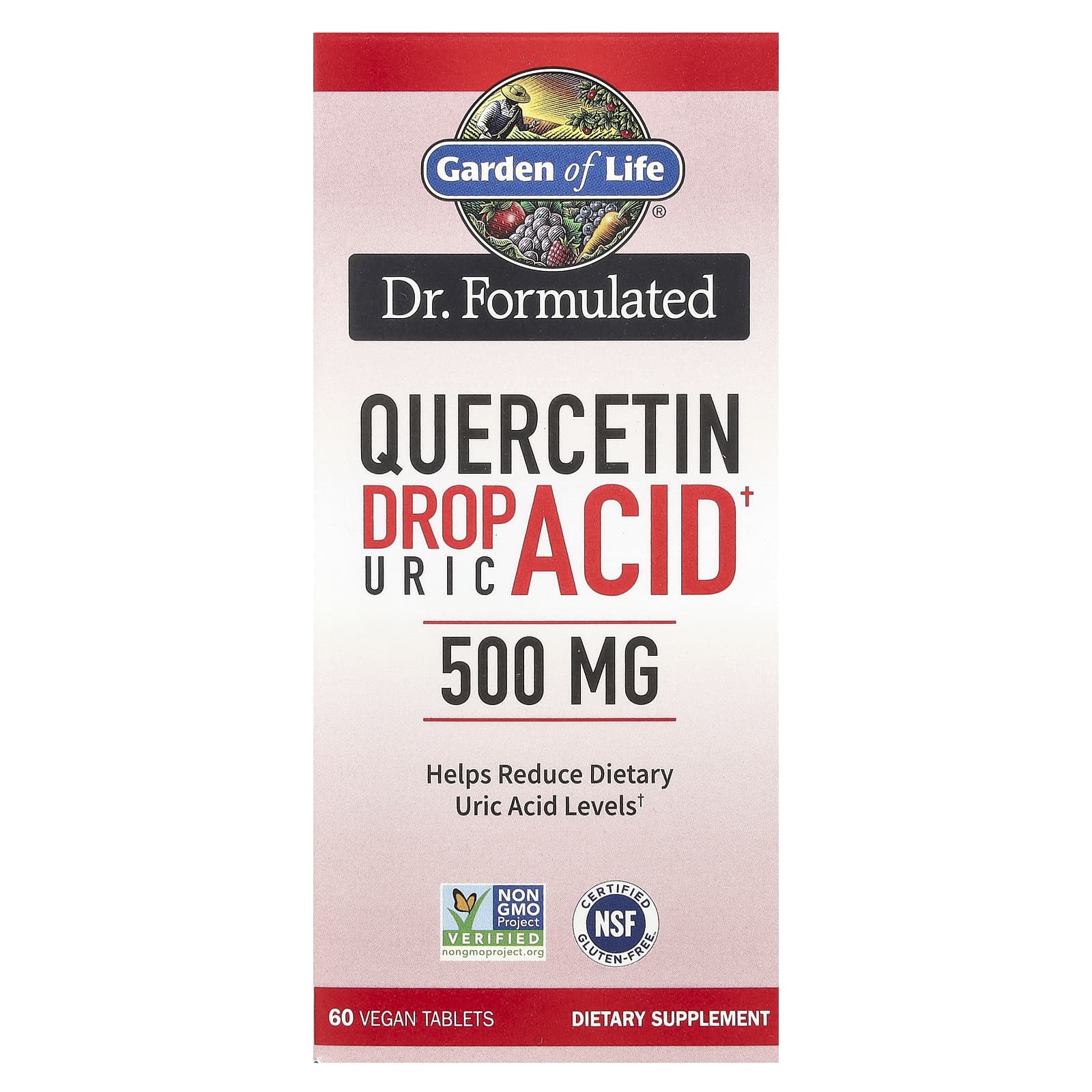 Кверцетин Garden of Life Dr. Formulated Drop Uric Acid 60 Vegan Tablets, 500 мг, таблетки — фото 2