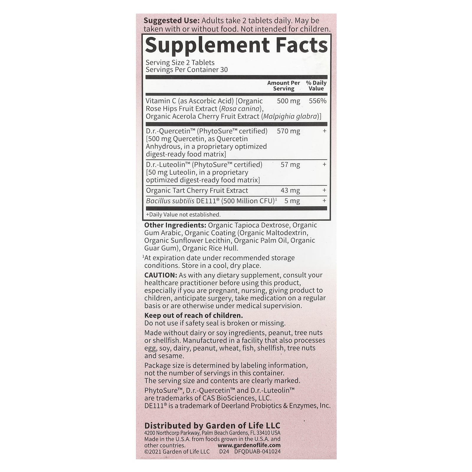 Кверцетин Garden of Life Dr. Formulated Drop Uric Acid 60 Vegan Tablets, 500 мг, таблетки — фото 3
