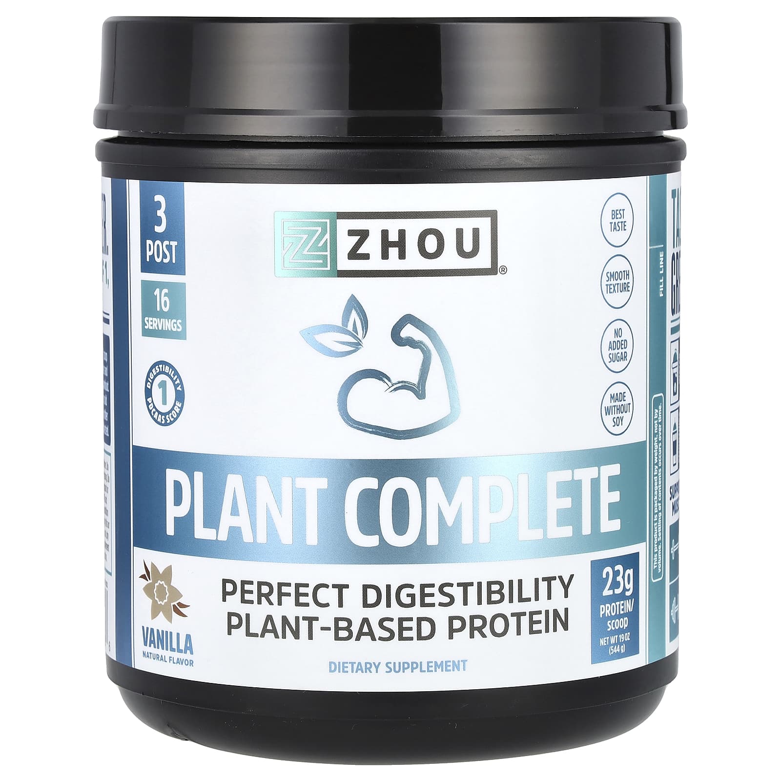 Протеин Zhou Nutrition Plant Complete Perfect Digestibility Plant-Based, вкус Vanilla, 544 г