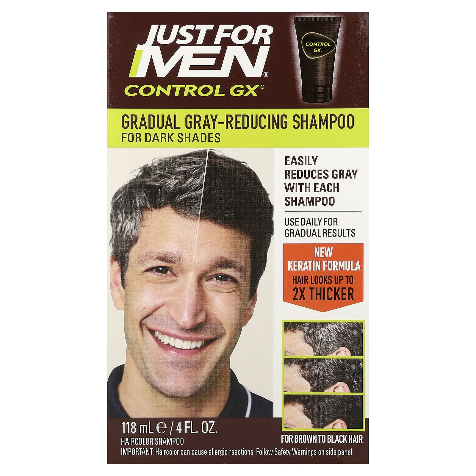 Шампунь Just for Men Control GX® Gradual Gray-Reducing For Brown to Black Hair, 118 мл — фото 2