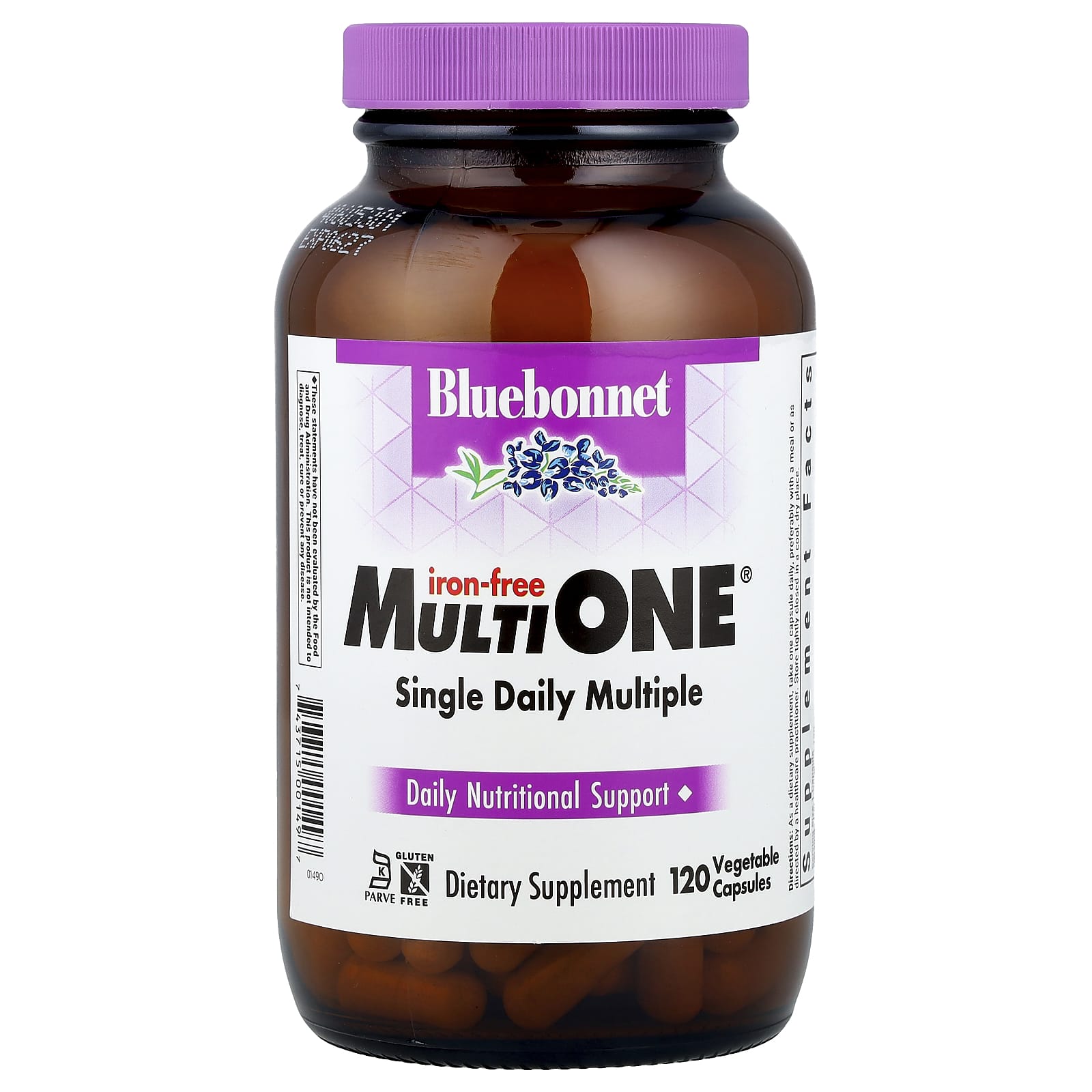 Железо Bluebonnet Nutrition MultiONE® Single Daily Multiple -Free, 120 растительных капсул