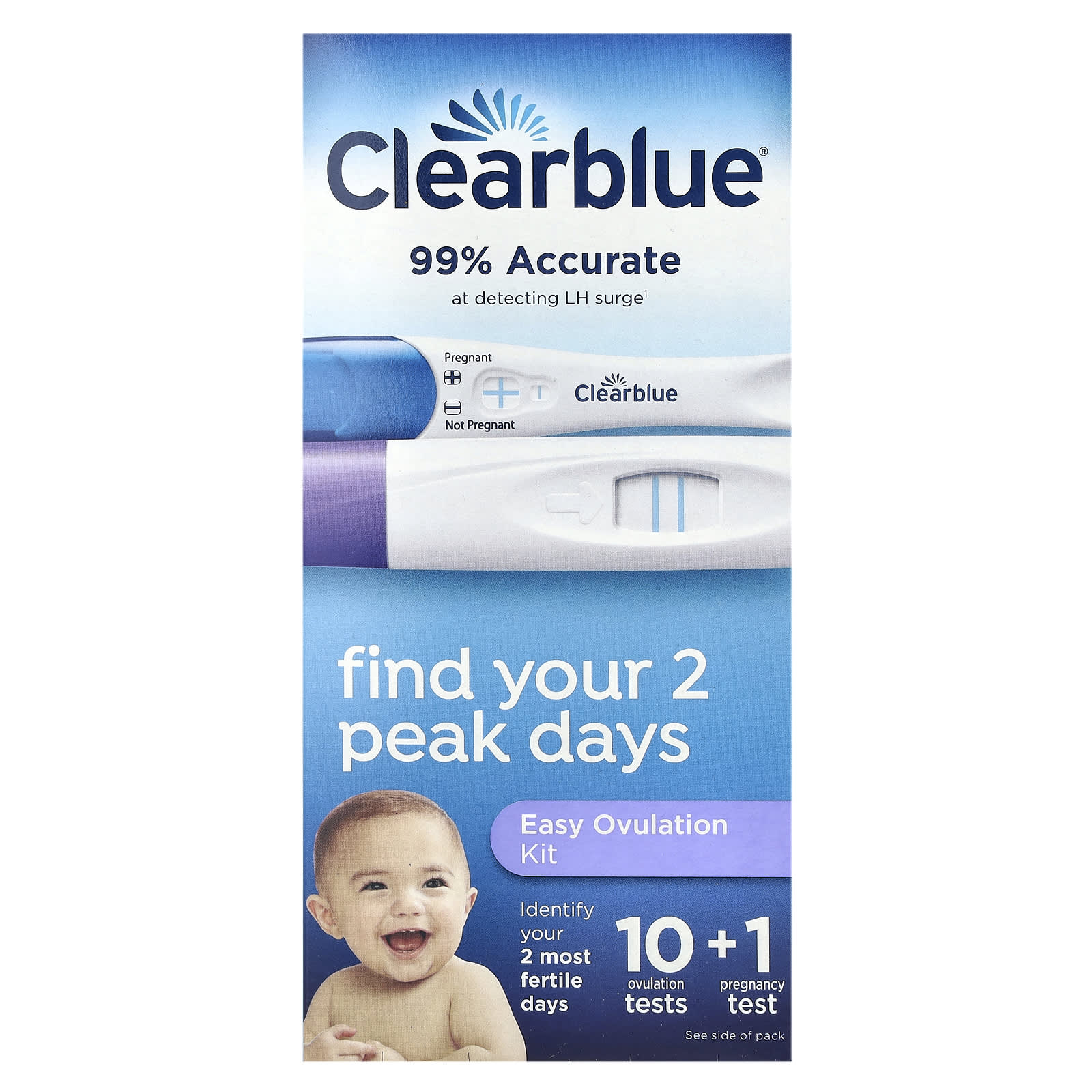 Набор для определения овуляции Clearblue, 10 тестов на овуляцию + 1 тест на беременность