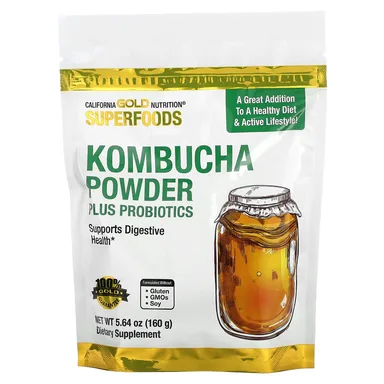 Фото товара: Яблочный уксус California Gold Nutrition Superfoods Kombucha Powder with Kombucha, Brewed Apple Cider Vinegar and Soluble Tapioca Fiber Plus Probiotics, 160 г, порошок