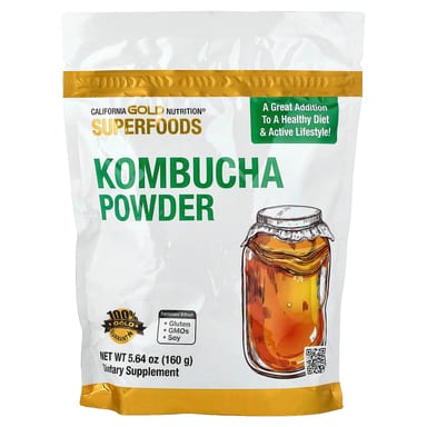 Порошок California Gold Nutrition Superfoods Kombucha, без вкуса, 160 г