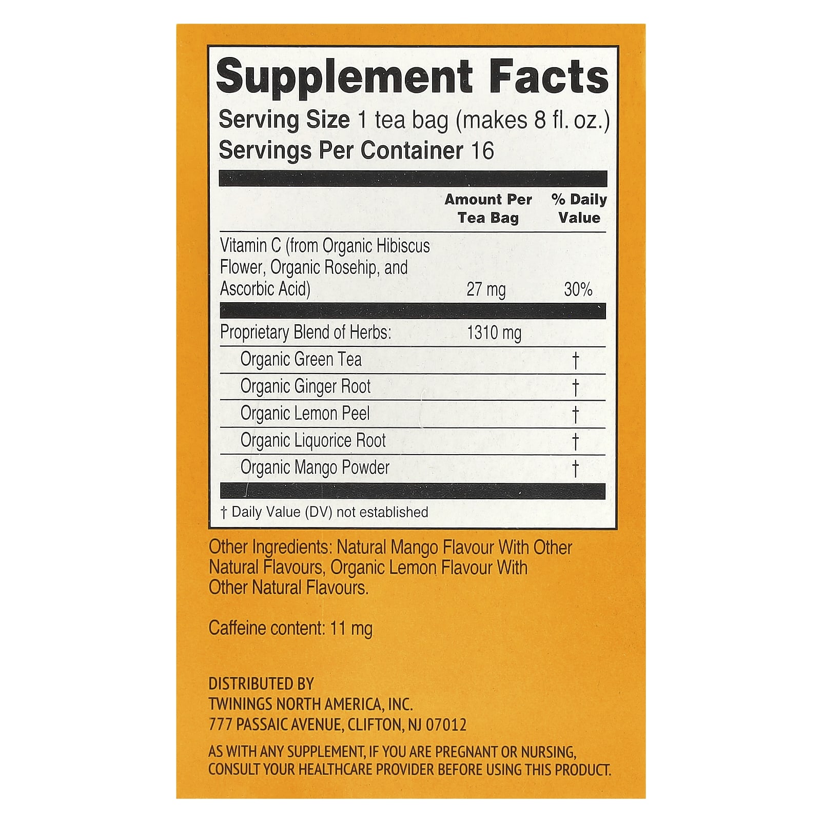 Зеленый чай Twinings Superblends™ Immune Support+ 16 Tea Bags, вкус Ginger & Mango, 32 г, чайные пакетики — фото 2