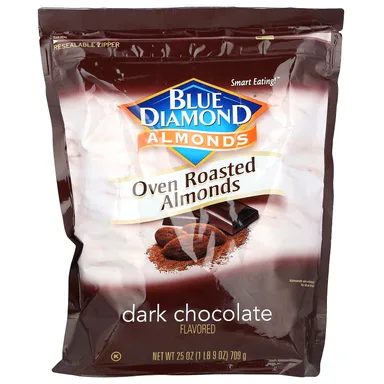 Фото товара: Темный шоколад Blue Diamond Almonds Oven Roasted Almonds, вкус «тёмный шоколад», 709 г