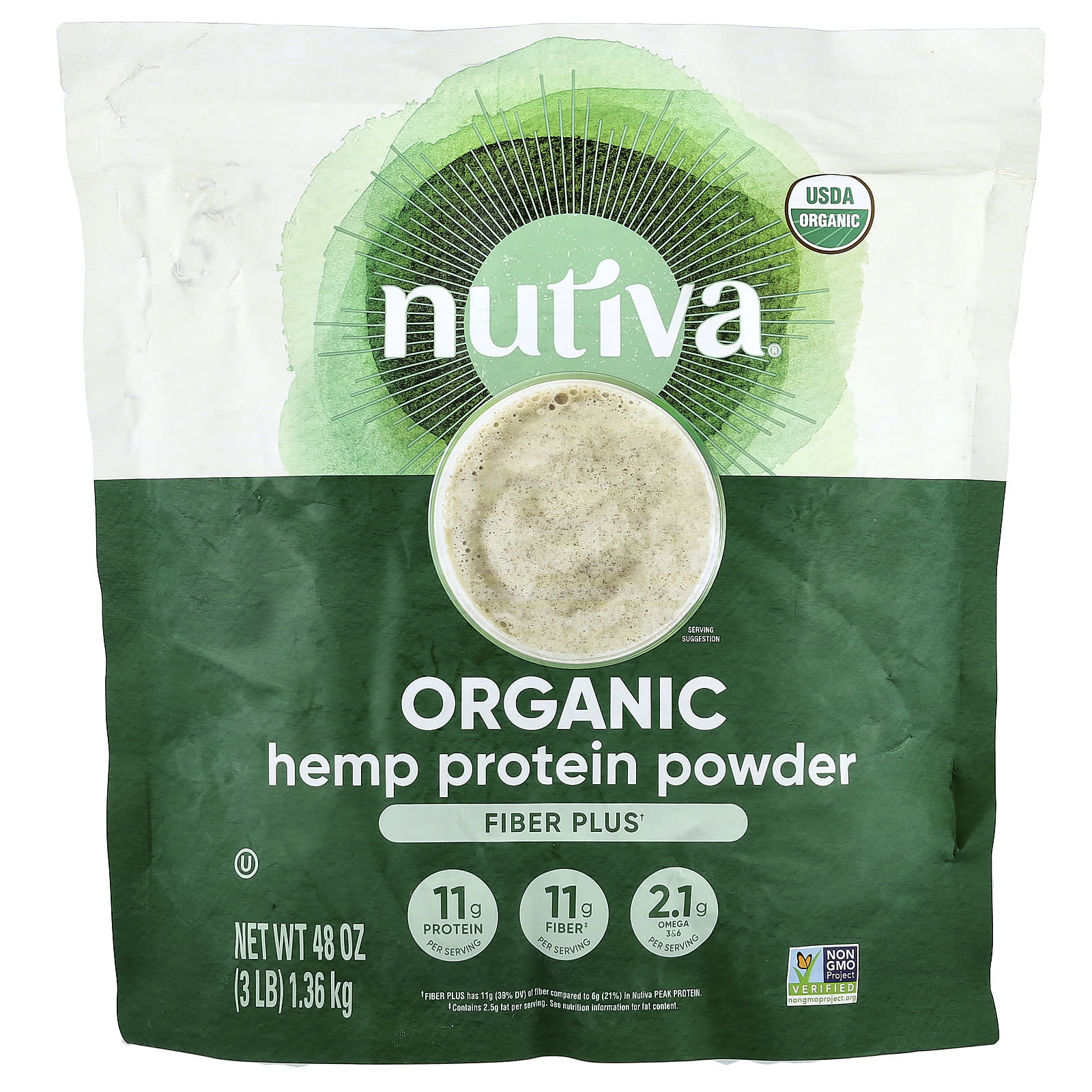 Протеиновый порошок Nutiva Organic Hemp, 1.36 кг