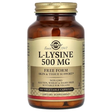 L-лизин Solgar L-Lysine Free Form, 500 мг, 100 растительных капсул