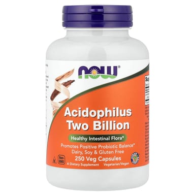 Пробиотик ацидофилус NOW Foods Two Billion, 20 мг, 250 растительных капсул