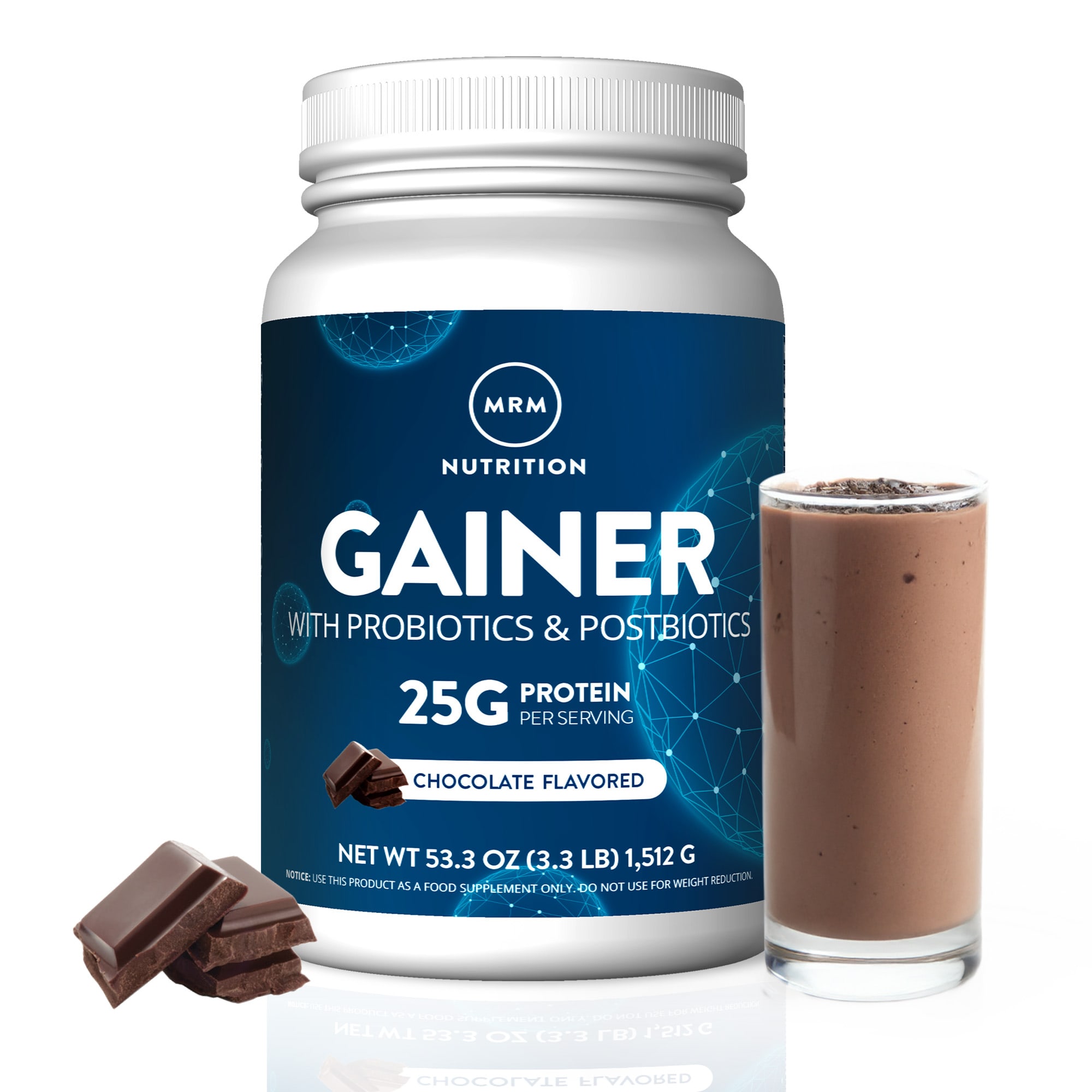 Пробиотик MRM Nutrition Gainer With & Postbiotics, вкус Chocolate, 1512 г, 3. — фото 2