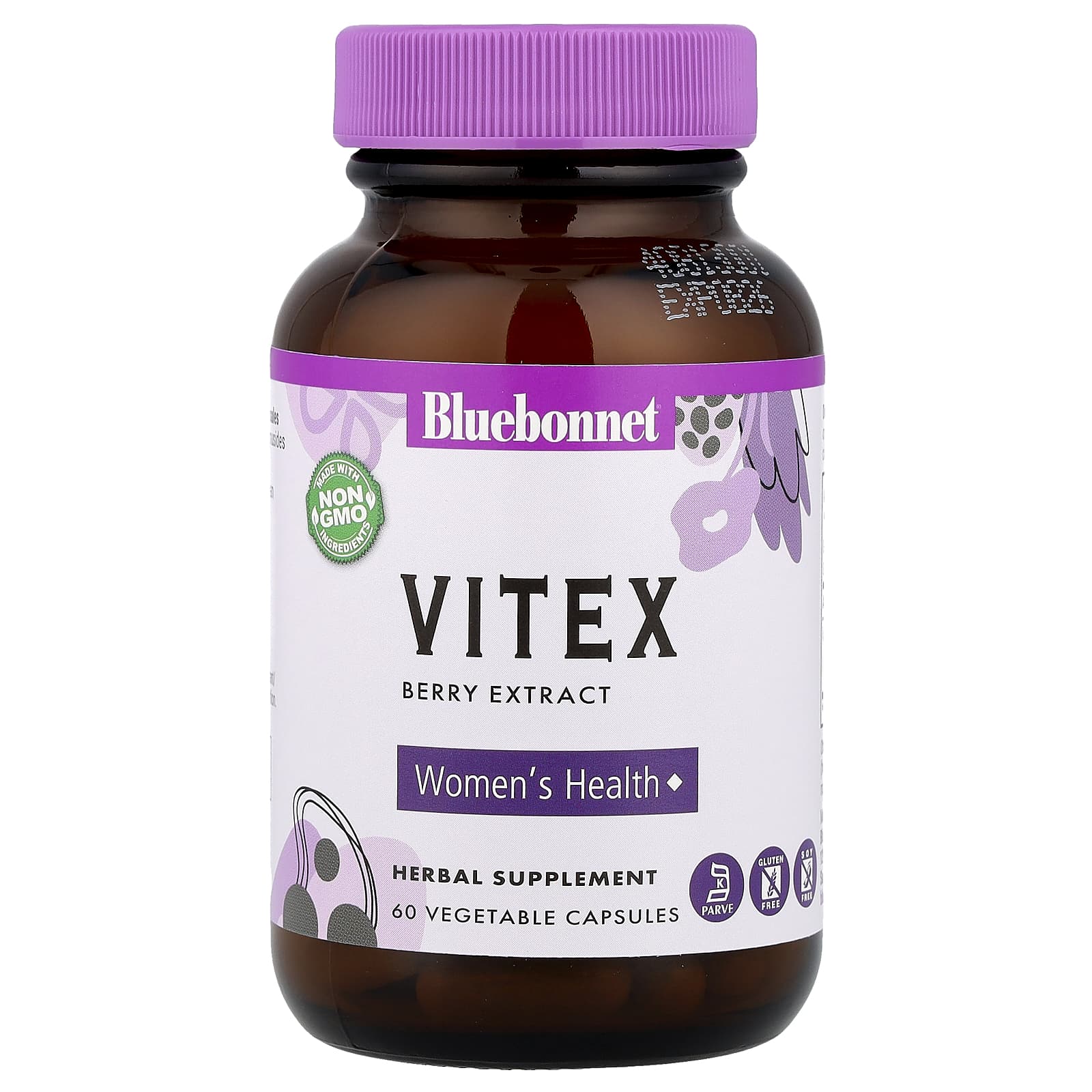 Витекс Bluebonnet Nutrition, вкус Vitex Berry Extract, 225 мг, 60 растительных капсул