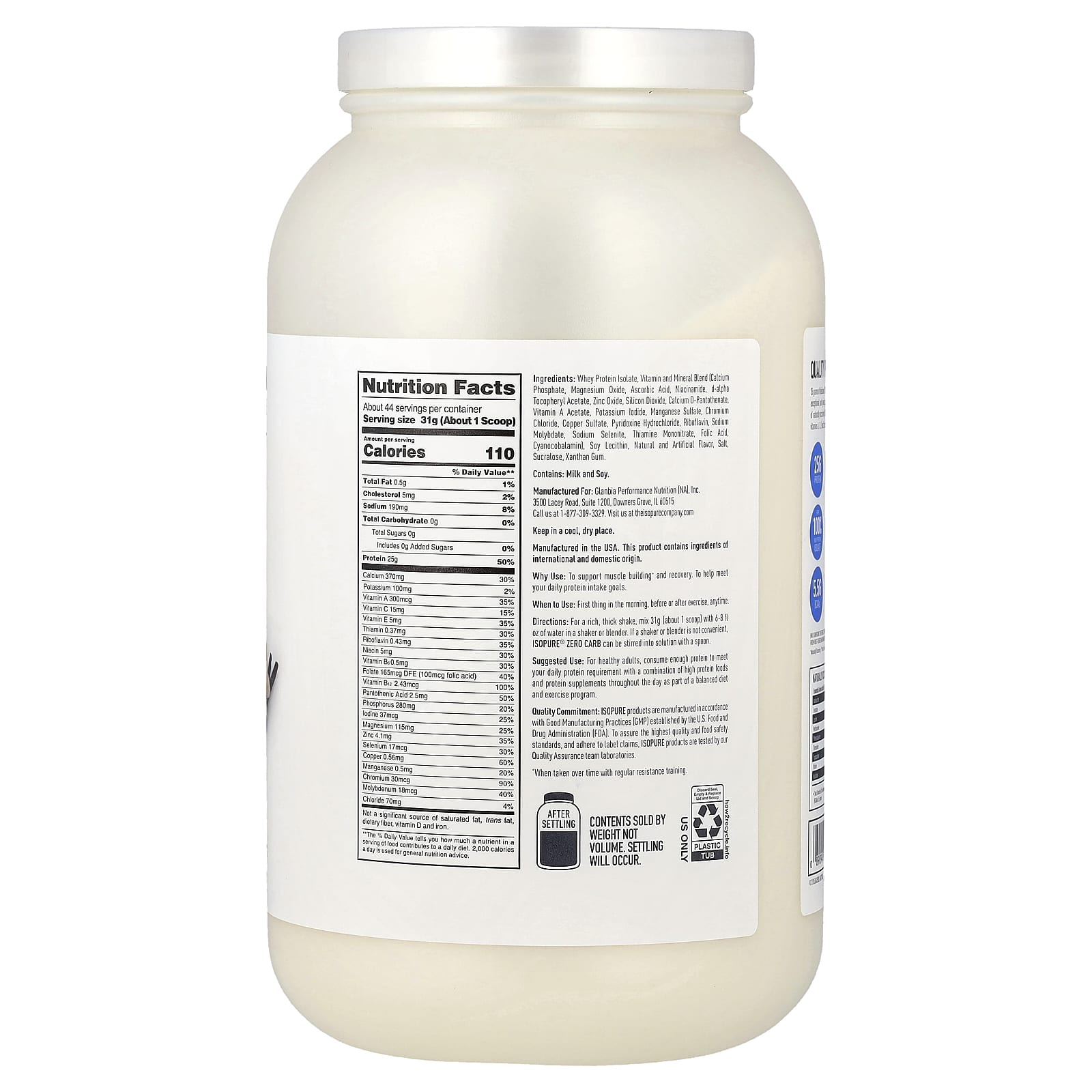 Протеиновый порошок Isopure Zero Carb, вкус Creamy Vanilla, 1.36 кг