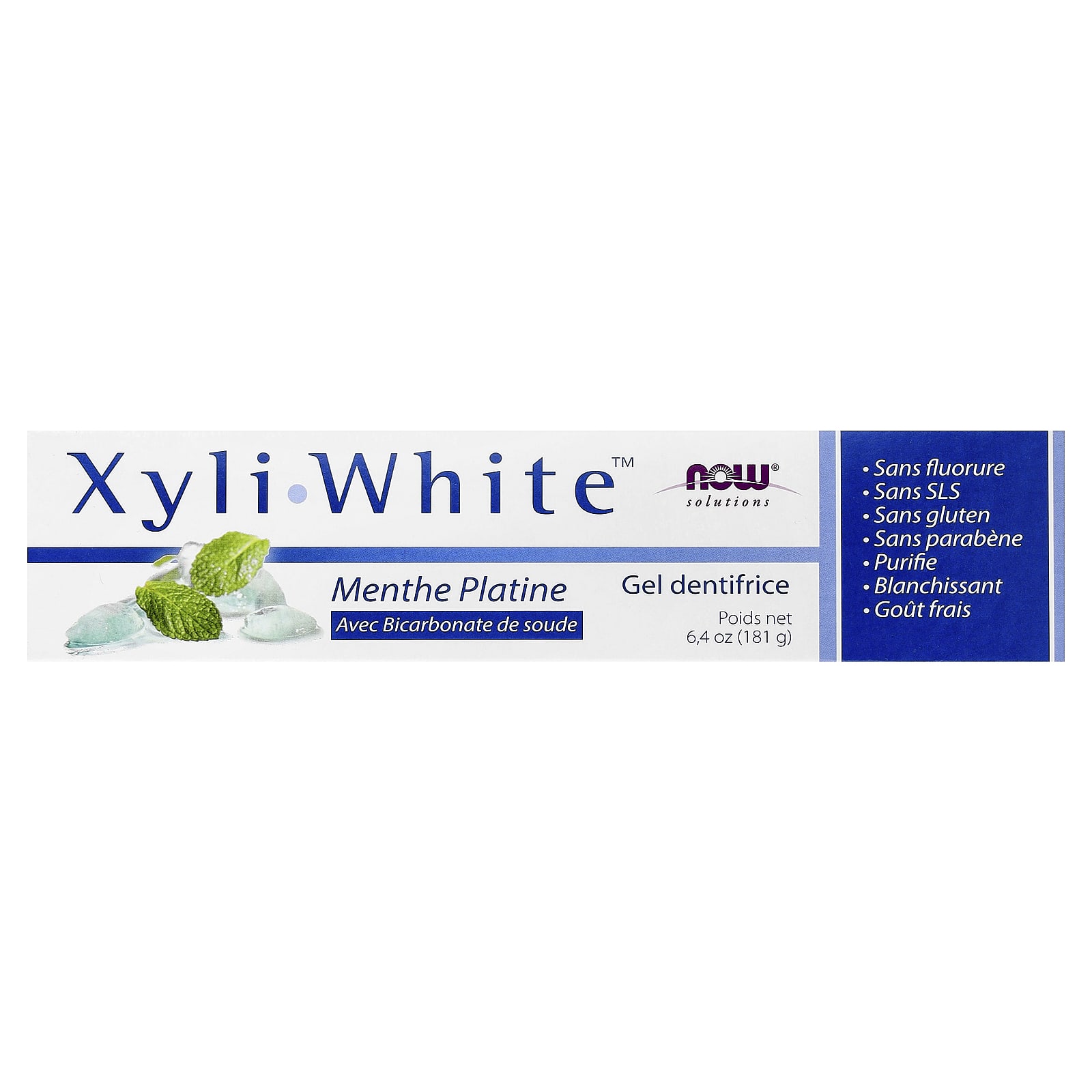 Зубная паста NOW Foods Solutions XyliWhite™ Gel with Baking Soda Platinum Mint, 181 г, гель — фото 2