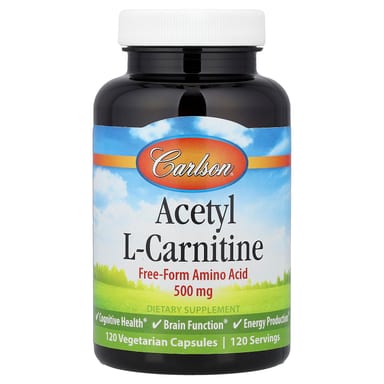 Ацетил-L-карнитин Carlson Acetyl-L-Carnitine, 500 мг, 120 растительных капсул