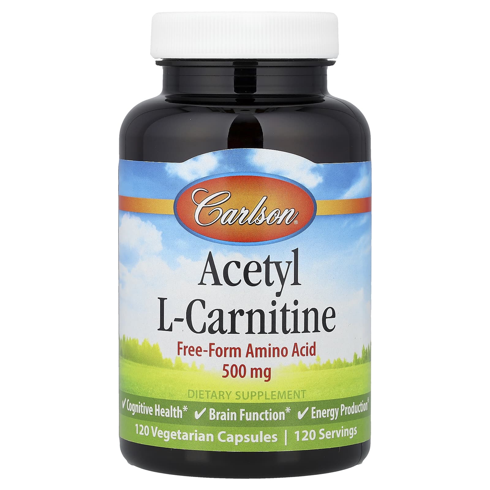 Ацетил-L-карнитин Carlson Acetyl-L-Carnitine, 500 мг, 120 растительных капсул