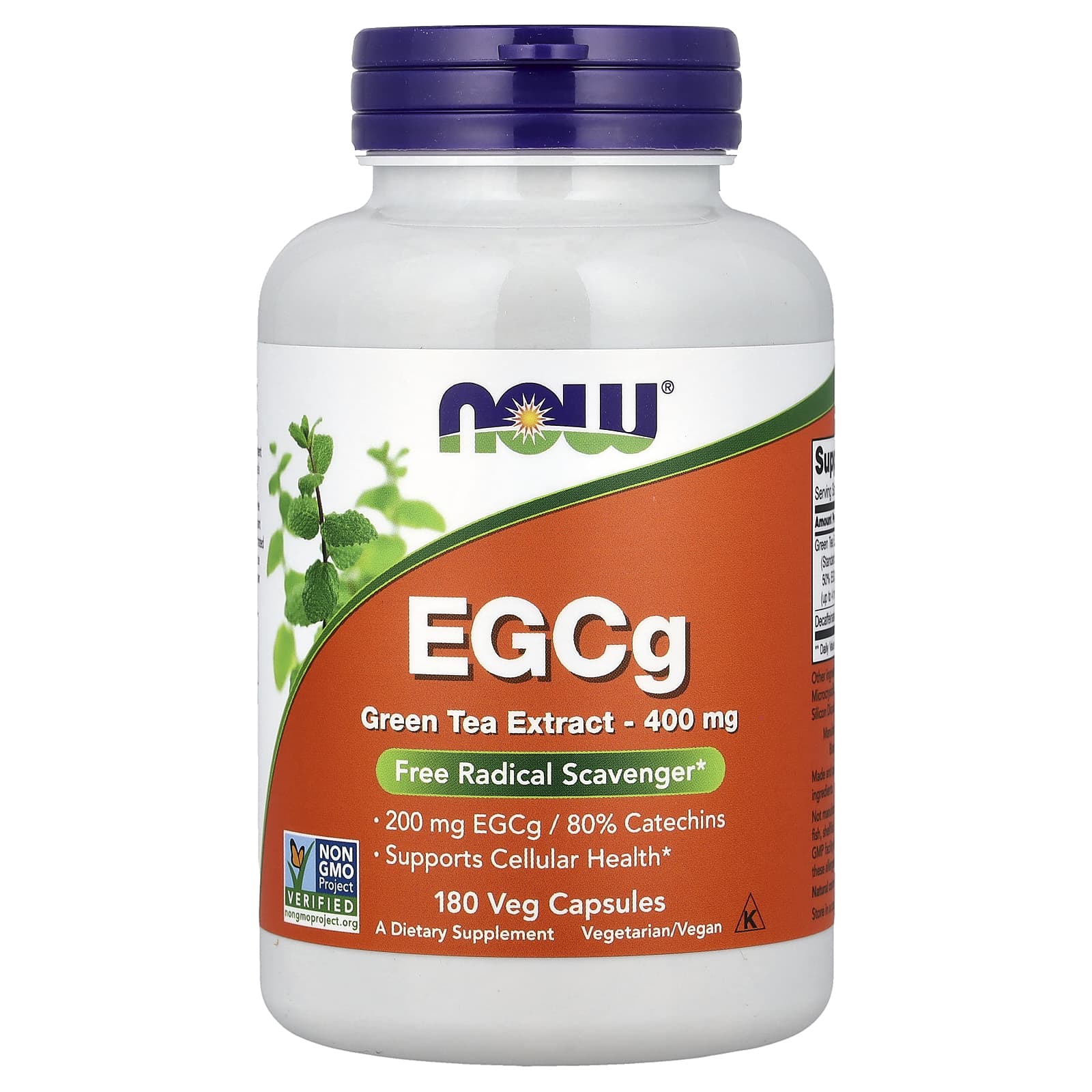 Зеленый чай NOW Foods EGCg Extract, 400 мг, 180 растительных капсул