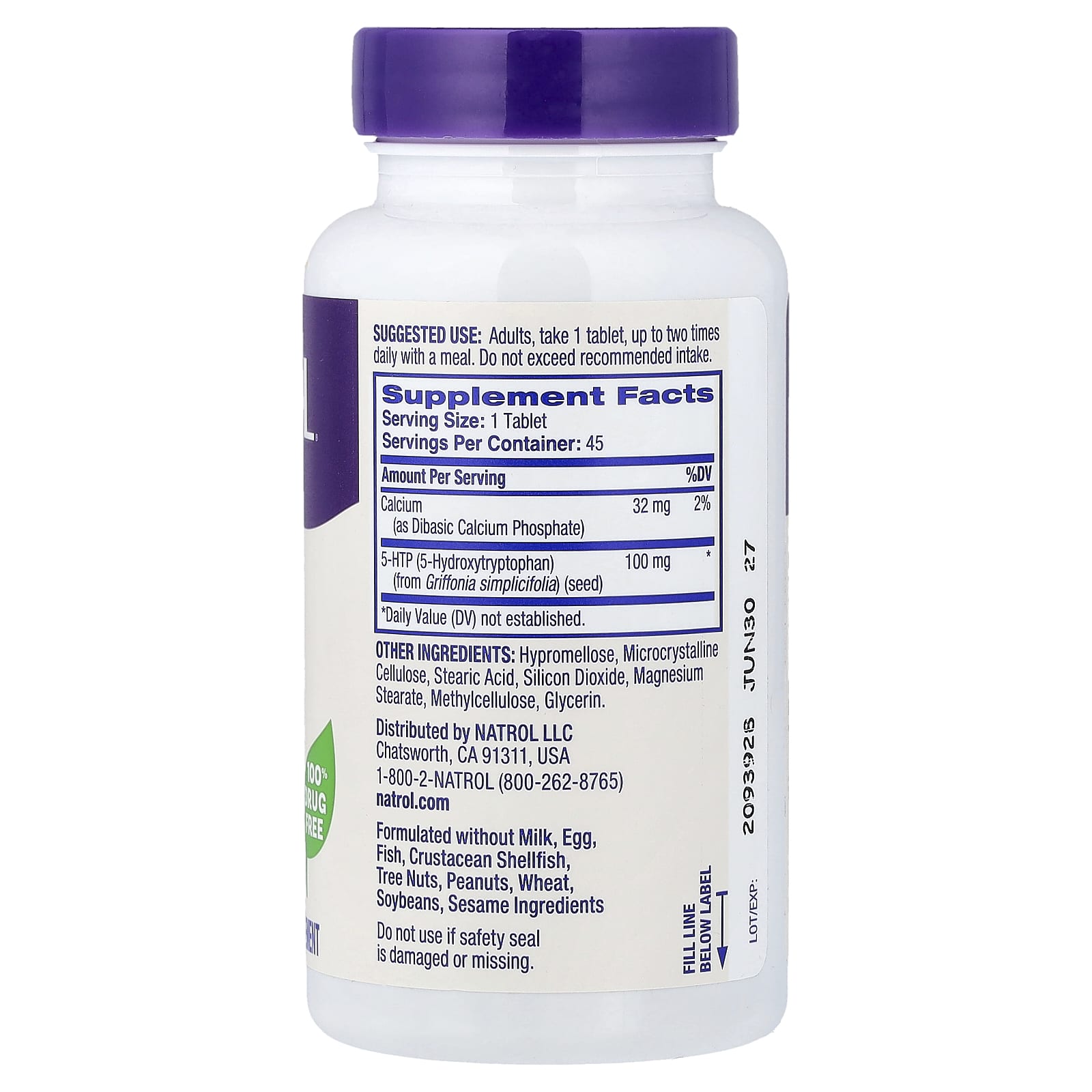 5-HTP Natrol 5-HTP Time Release, 45 таблеток — фото 2