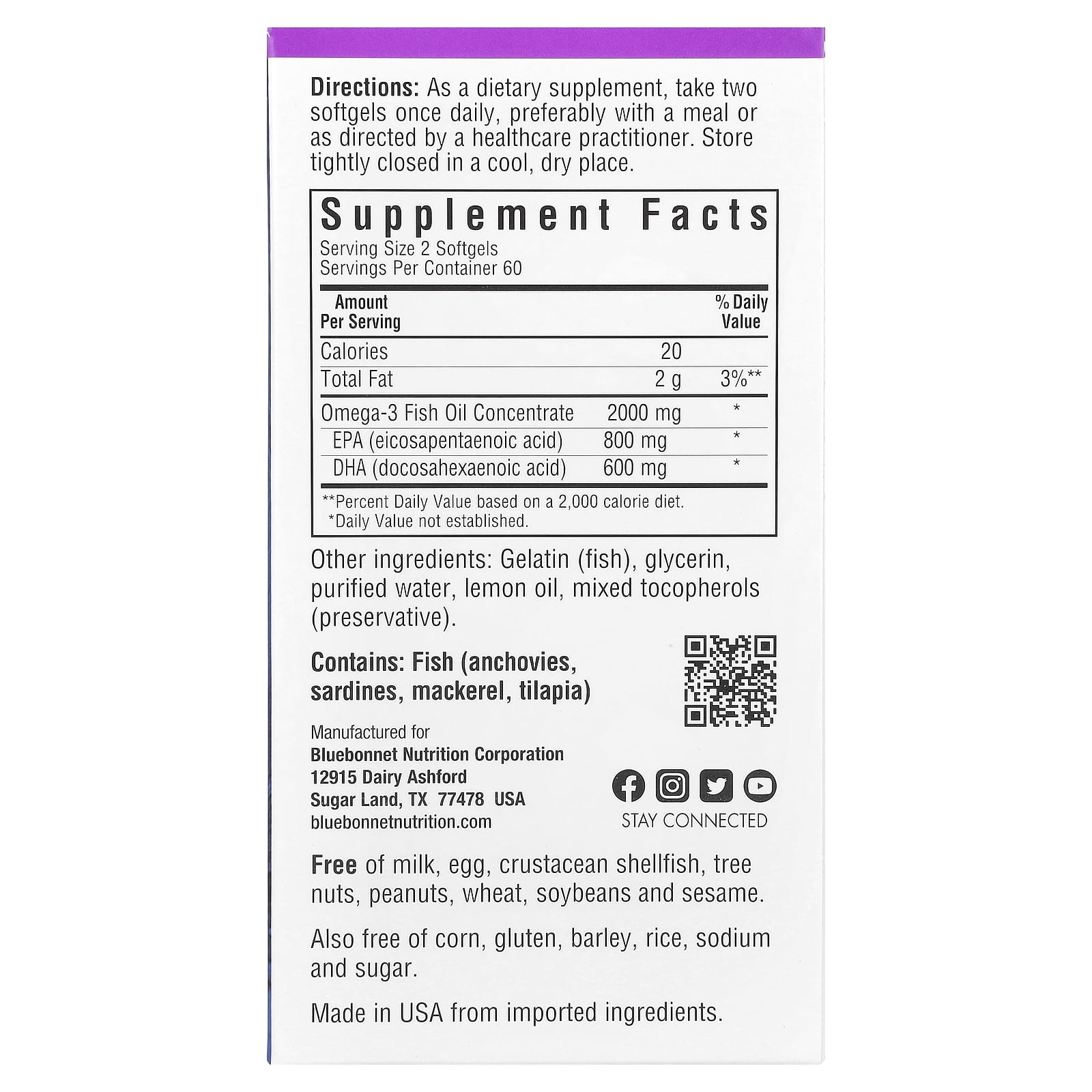 Рыбий жир Bluebonnet Nutrition Omega-3 Heart Health, вкус Lemon, 1000 мг, 120 мягких капсул — фото 3