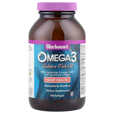 Фото товара: Рыбий жир Bluebonnet Nutrition Omega-3 Salmon, 1000 мг, 180 мягких капсул