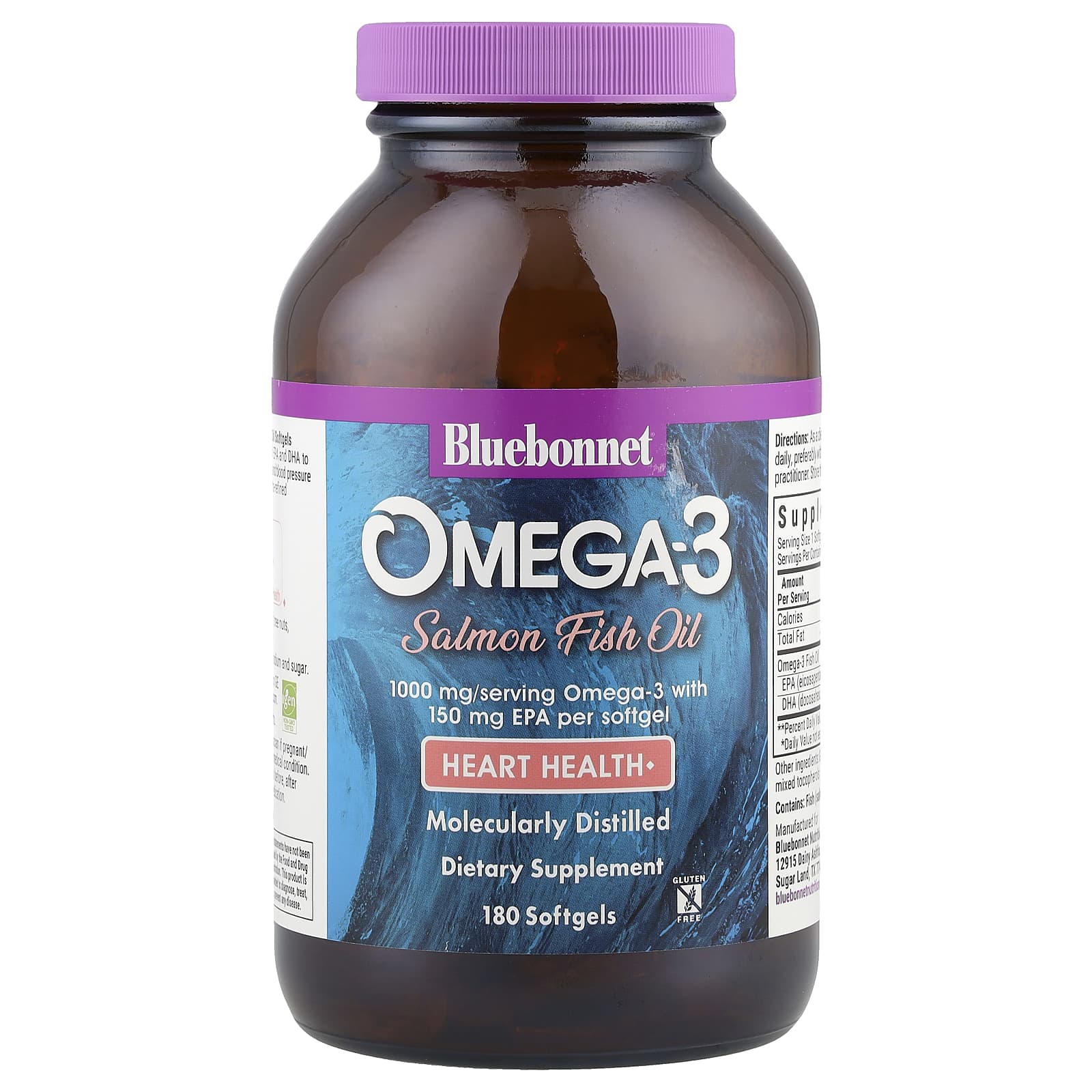Рыбий жир Bluebonnet Nutrition Omega-3 Salmon, 1000 мг, 180 мягких капсул