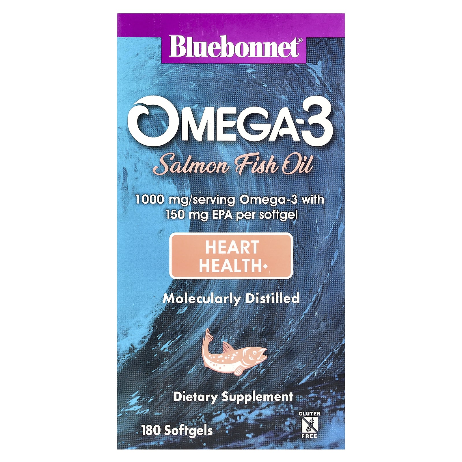 Рыбий жир Bluebonnet Nutrition Omega-3 Salmon, 1000 мг, 180 мягких капсул — фото 2