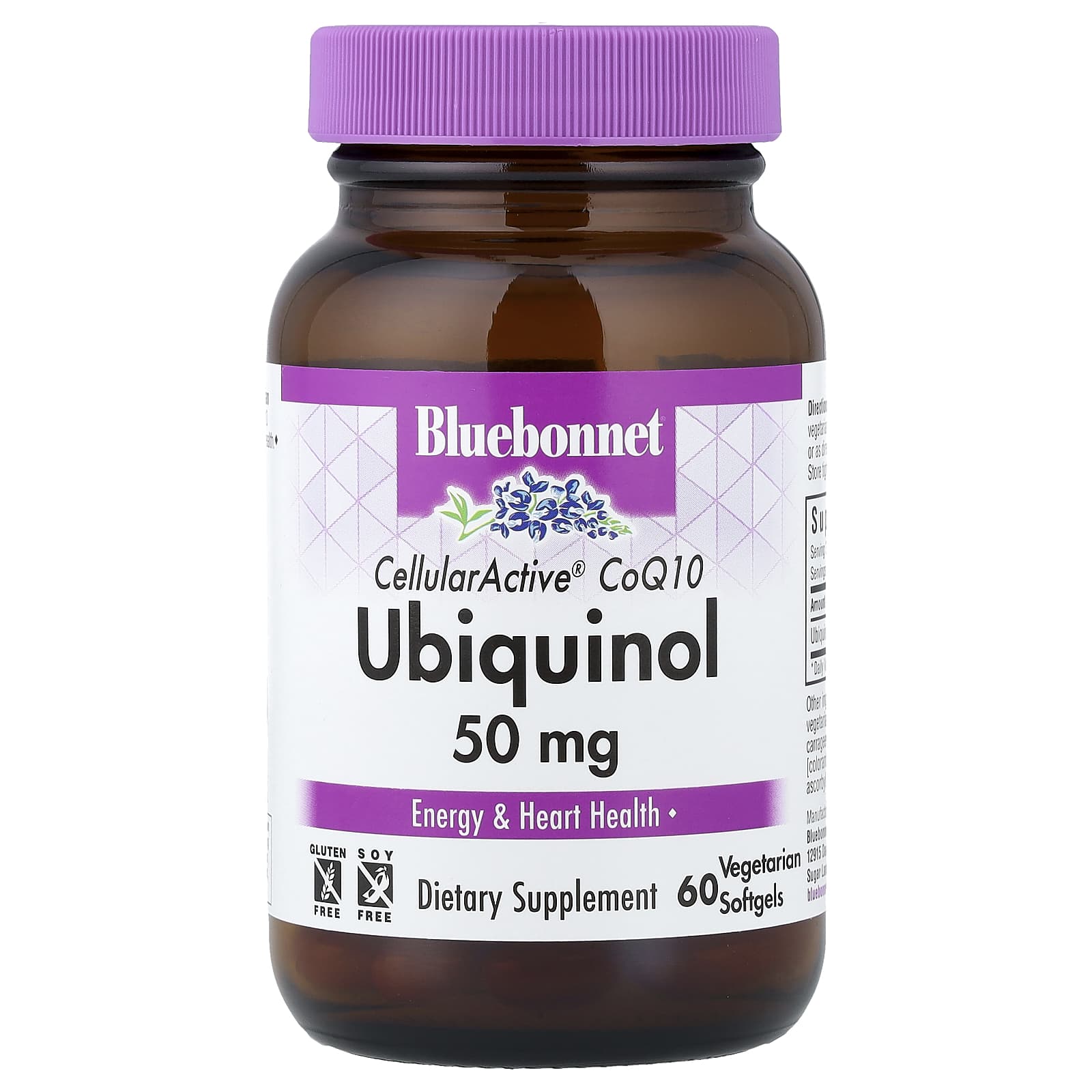 Коэнзим Q10 убихинол Bluebonnet Nutrition CellularActive®, 50 мг, 60 мягких капсул