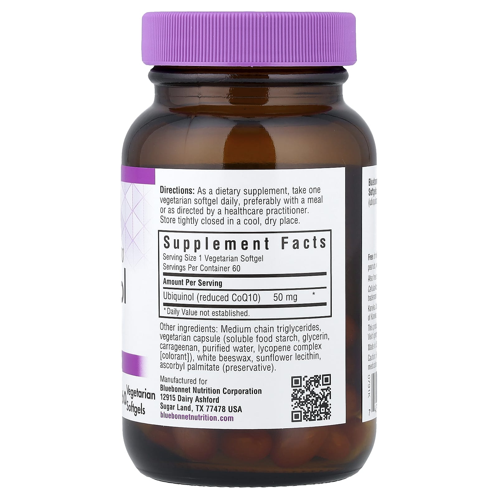 Коэнзим Q10 убихинол Bluebonnet Nutrition CellularActive®, 50 мг, 60 мягких капсул — фото 2