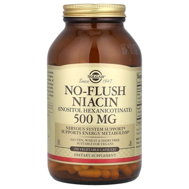 Инозитол Solgar No-Flush Niacin ( Hexanicotinate), 500 мг, 250 растительных капсул