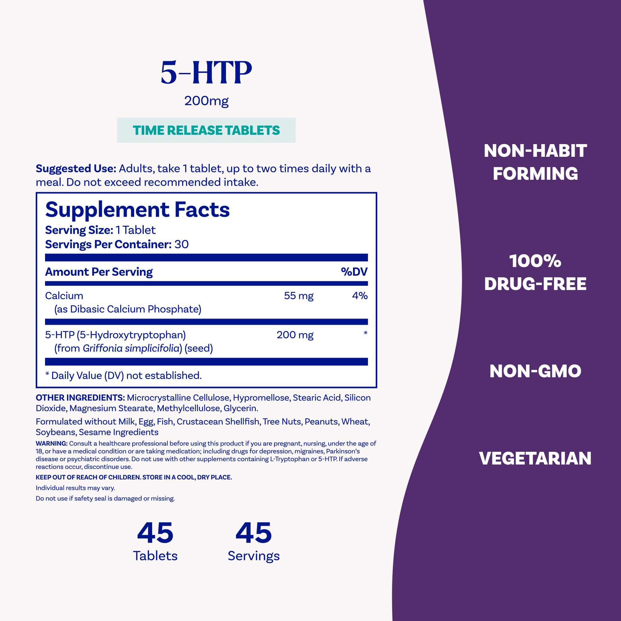 5-HTP Natrol 5-HTP Time Release, 30 таблеток — фото 4